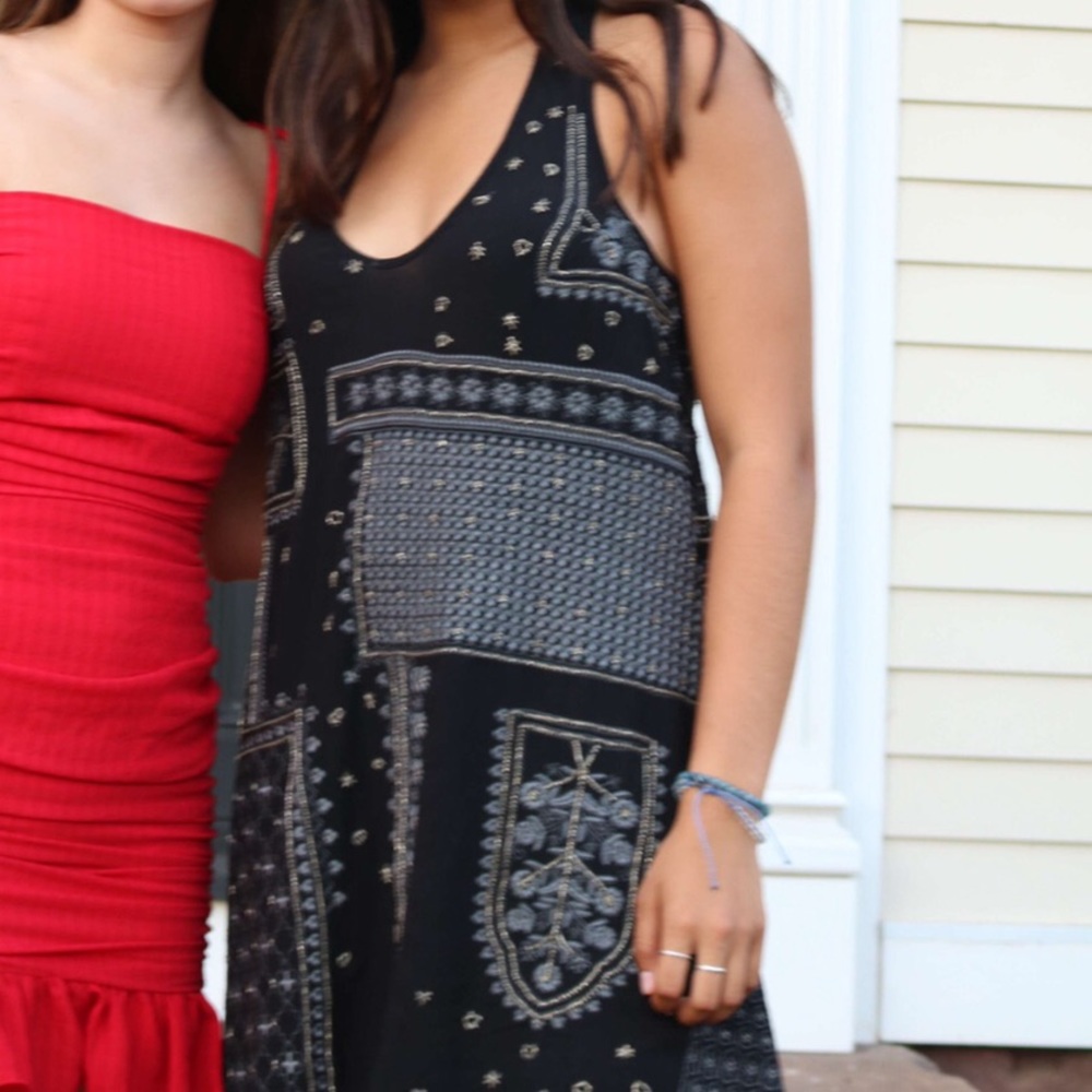 FREE PEOPLE SEQUIN BLACK DRESS SIZE XS